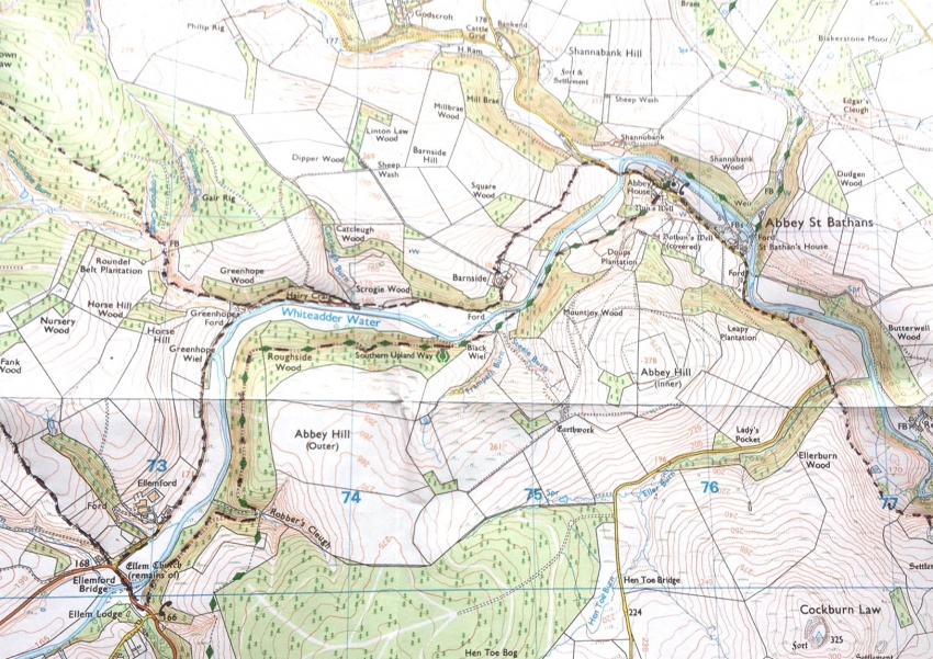 Walk via Southern Upland Way map